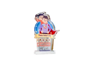 Happy Father's Day Cute Folk Art Father's Gift Made of UV Printed Wood for the Table Meaningful Gift for Father