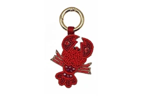 Handmade Animal Style Glass Beaded Lobster Bag Charm Keychain with Embroidery for Birthday & Anniversary Gifts