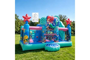 Commercial Inflatable Meerjungfrau Jumping Castle Slide Combo Bouncy Castle Ocean Mermaid Inflatable Bounce House With Blower