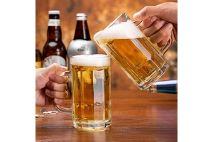 Wholesale Luxspire German Oktoberfest Glasses 10 Oz 16Oz Thickened Large Capacity Sublimation Glass Frosted Beer Mug With Handle