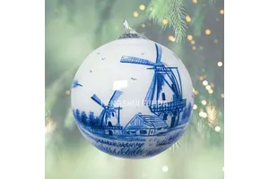 High Quality Hand-Painted Dutch Holland Windmills Christmas Ball Tree Hanging Ornaments Festive Home Decoration Glass Xmas Ball