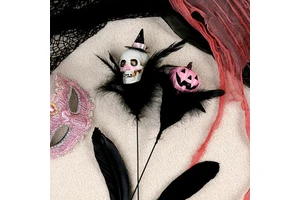 Hot Selling Halloween Feather Skeleton Pumpkin Branch Bouquet Creative Home Party Decoration