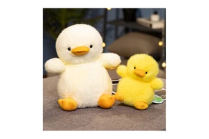 Fluffy Stuffed Animal Duck Plush Toy Yellow White Duck Farm Animal for Easter Day Gift