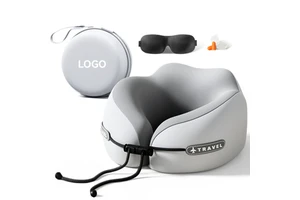 Custom Logo U-Shaped Memory Foam Neck Pillow With EVA Box Portable Folding Colorful Cooling Travel Pillow For Airplane Car