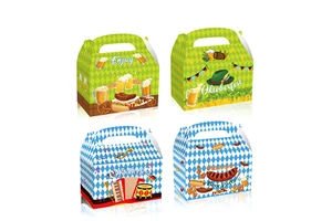 DD360 Oktoberfest Treat Gift Boxes Candy Goodie Cardboard Box with Handles for German Beer Festival Theme Party Supplies Favors