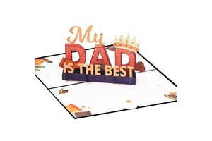 Creative Fathers Day 3D Pop up Greeting Card Happy Father Festival Blessing Paper Gift Card DAD Gift with Envelope