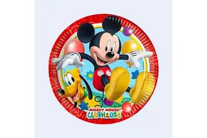 Party Love Mickey Mouse Clubhouse Children's Paper Disposable Round Plates 19.5cm 6 Pcs Made in China Set