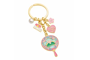 Custom Metal Keychain Personalized Mothers Day Flower Fan Charm Keyring Gold Plated Cute Gift Souvenir for Mom Women
