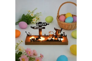 New Easter Happy-themed Spring Candle Holder Rabbit Silhouette Desktop and Home Decoration