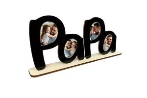 Father's Day Wooden Frame Papa Letter Shaped Tabletop Decoration Personalized Photo Gifts for Dad From Kids
