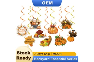 Thanksgiving Hanging Swirl Set Paper Party Decorations Turkey Pumpkin Ornaments Autumn Theme Table Setting for Patio Decor