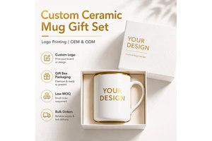 Custom Logo Ceramic Mug Gift Set OEM ODM White Coffee Cup With Luxury Gift Box For Corporate Gifts Bulk Wholesale