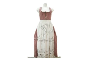 Wholesale Bavarian Octoberfest German Costume Dirndl Dress Floor-Length 100% Cotton Solid Fabric 3 PCS Set Blouse
