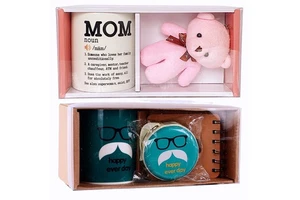 Wholesale Customized Festival Holiday Item Promotional Ceramic Gift Mug Fathers Mothers Day Gift Set with PVC Cover