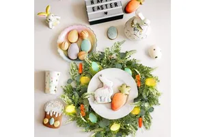 New Easter Egg Garland Wall Hanging Wreath with Mixed Flowers Twigs Pastel Plastic Eggs Easter Wreath Spring Egg Party Decor