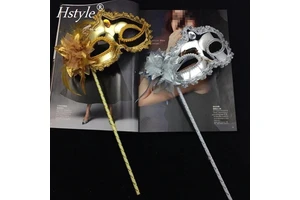 Venetian Masquerade Carnival Party Hand-held Masquerade Mask (Unisex One Size) MJA215