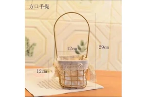 Ironwork Small Square Flower Basket Flower Shop Beautiful Flower Bouquets For Girls As Valentine's Day Or Mother's Day Gifts