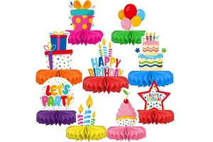 Happy Birthday Durable High-quality Paper Decorations Set Colorful Themed Honeycomb Centerpiece Kids' Birthday Party Supplies