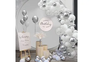 Huaming Adult Silver White Balloon Garland Accessories Party Set Luxury Birthday Wedding Party Decoration Balloon Arch Kit