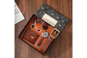 Men's Six-Piece Promotional Eco-friendly Business Gift Set Includes Sunglasses Belt Watch for Father's Day
