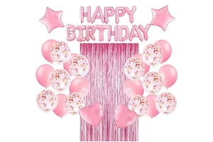 Wholesale Happy Birthday Party Supplies Pour Enfants Decor Fille Et Luxueuse Pink Ballon Decoration Anniversaire Set