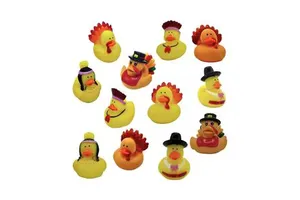 Novelty Thanksgiving Rubber Duckies (12 Pack) Table Centerpiece Bath Toys Kids Adults' Party Favors Bulk Turkey Pilgrim