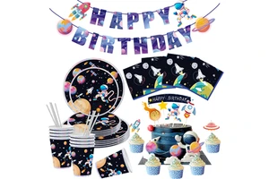 DJTSN Space Theme Party Decoration Supplies Kids Birthday Decoration Party Supplies Boy Birthday Party Tableware