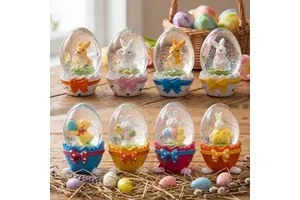 Easter Glass Bunny Egg Figurine Easter Products Miniature Cartoon Desktop Decorations