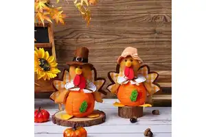 Cross-border Thanksgiving Turkey Doll Decoration Cute Classic Style Maple Leaf Harvest Festival Rudolph Ornaments Polyester