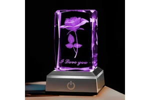 3D Rose Crystal Cube With LED Small Night Light Christmas / Valentine's Day for Mother's Day Anniversary Commemorate Gift