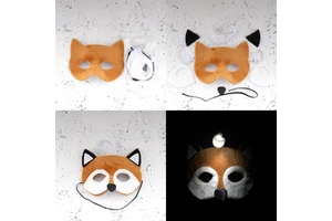Cute Halloween DIY Fabric Cartoon Animals Masks with LED Lion Fox Raccoon Pink Panther Panda Rooster Unicorn DIY Masks for Kids