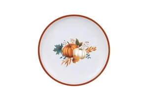 Thanksgiving Pumpkin Design Melamine Dinnerware Food Safe BPA Free for Backyard Gathering Holiday Feast and Home Kitchen Use