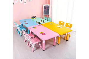 Kindergarten Desks And Chairs Children's Table Baby Plastic Game Table Adjustable Rectangular Table Kindergarten Furniture
