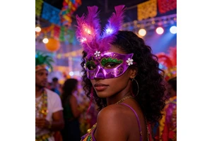 New Arrival PVC LED Light Feather Luminous Venetian Masquerade Party Halloween Carnival Best Selling Reusable Fashionable