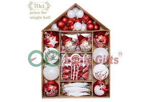 Gifts, Christmas Products, Small Christmas Balls, Sequined Red and White Christmas Tree Decorations
