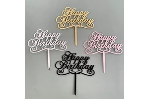 New Product Creative English Happy Birthday Acrylic Birthday Cake Topper Dessert Table Cake Decoration