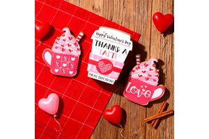 3PCS Wooden Coffee Cup Centerpiece for Valentine's. Ideal for Candlelit Dinners, Cozy Gatherings & Family Reunions
