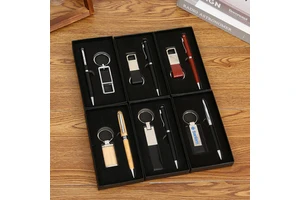 Custom Logo 2-in-1 Pen Keychain Business Gift Set for Men on Fathers' Day Promotional Ideas for Corporate Business Personal Use
