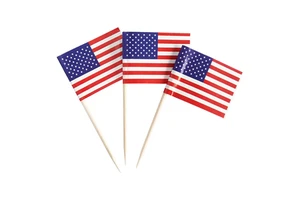 Customized Eco-Friendly Disposable Wooden Toothpicks Flag Cocktail Country Flag Picks