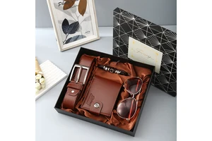 Emerald Wind High-end Leather Men's Wallet & Belt Gift Box for Father's Day Gift