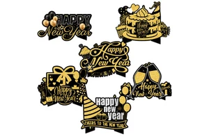 Hot Selling Paper New Year Decoration 3D Stereoscopic Card Insertion Desktop Ornaments Eco-Friendly Luxury Table Decoration Set