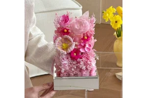 520 Valentine's Day Gift Eternal Flower Rose Rectangular Flower Box Handbag for Girls Friends Besties for Birthdays