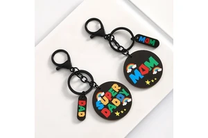 New Hot Creative Mom and Super Daddy Keychain Colorful Letter Dad Keychains Heartfelt Mother's Day Father's Day Gift