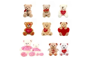 9 Inch Heart-Shaped Teddy Bear With Bunch Of Roses Customizable Cotton Fabric Flannel Material PP Cotton Filling