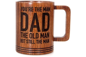 Gifts for Dad Fun Coffee Mugs Father's Day Birthday Gifts Cool Dad Birthday Christmas Gifts Large Wooden Beer Mugs