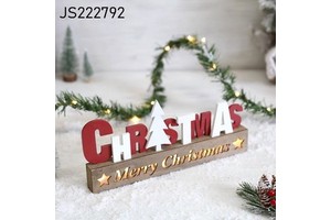 Christmas Products Merry Christmas Wooden Christmas Letter Led Light Ornaments