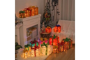 Wholesale Price Holiday Ornaments New Year Decoration a Set of 3pcs Christmas Gift Box Light Birthday Kids Gifts