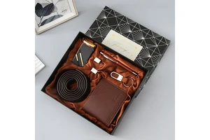 Promotional Wholesale Gift Sets Business Sets Male Wallet Belt and Watch Gift Box Set for Father's Day