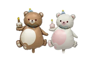 Matte Bear Foil Balloons Single Custom Hot Sale Animal Retro Cartoon Cute Rainbow Children's Birthday Christmas Party Decoration