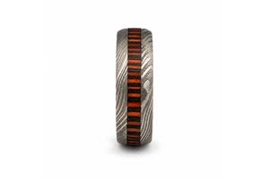Jexmoo Custom Handmade Damascus Steel Ring with Ring Box Digital Printing-Perfect Father's Day Gift for Dad Husband Boyfriend